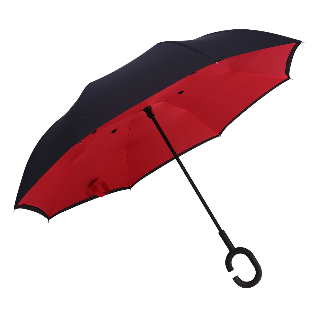 Reversible umbrella with manual opening