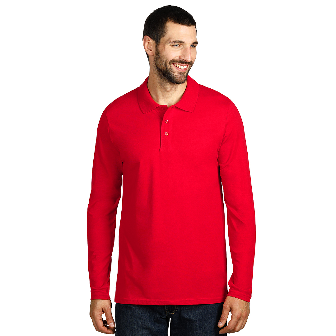 Long sleeve single jersey polo shirt