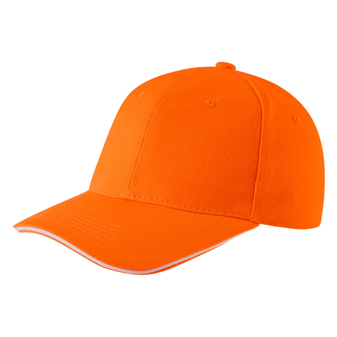 Cap with 6 panels, sandwich sun shade, velcro back closure