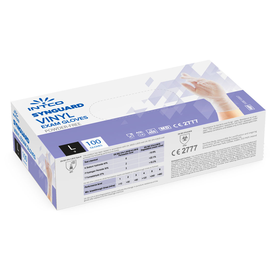 Disposable vinyl gloves, powder free