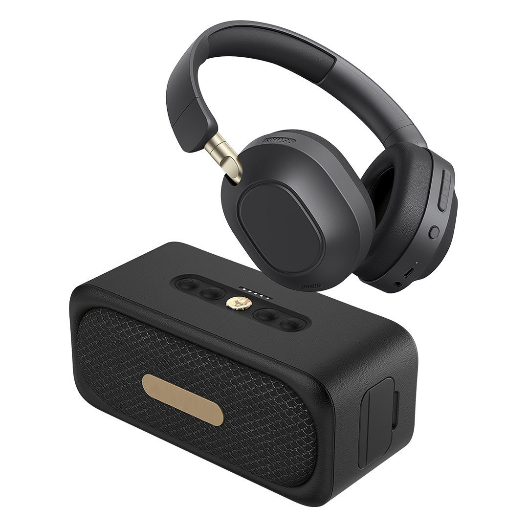 Audio set 2/1, headphones and  wireless speaker 2 x 10W, in a gift box